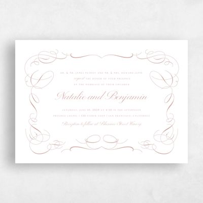 Dusty Rose, Pink Wedding Invitation - Ventana Landscape Letterpress