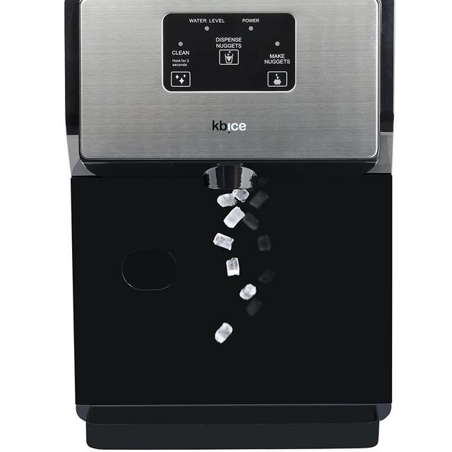 KBice Self Dispensing Countertop Nugget Ice Maker, Crunchy Pebble Ice Maker, Sonic Ice Maker，Produces Max 30 lbs of Nugget Ice per Day, Stainless Steel Display Panel