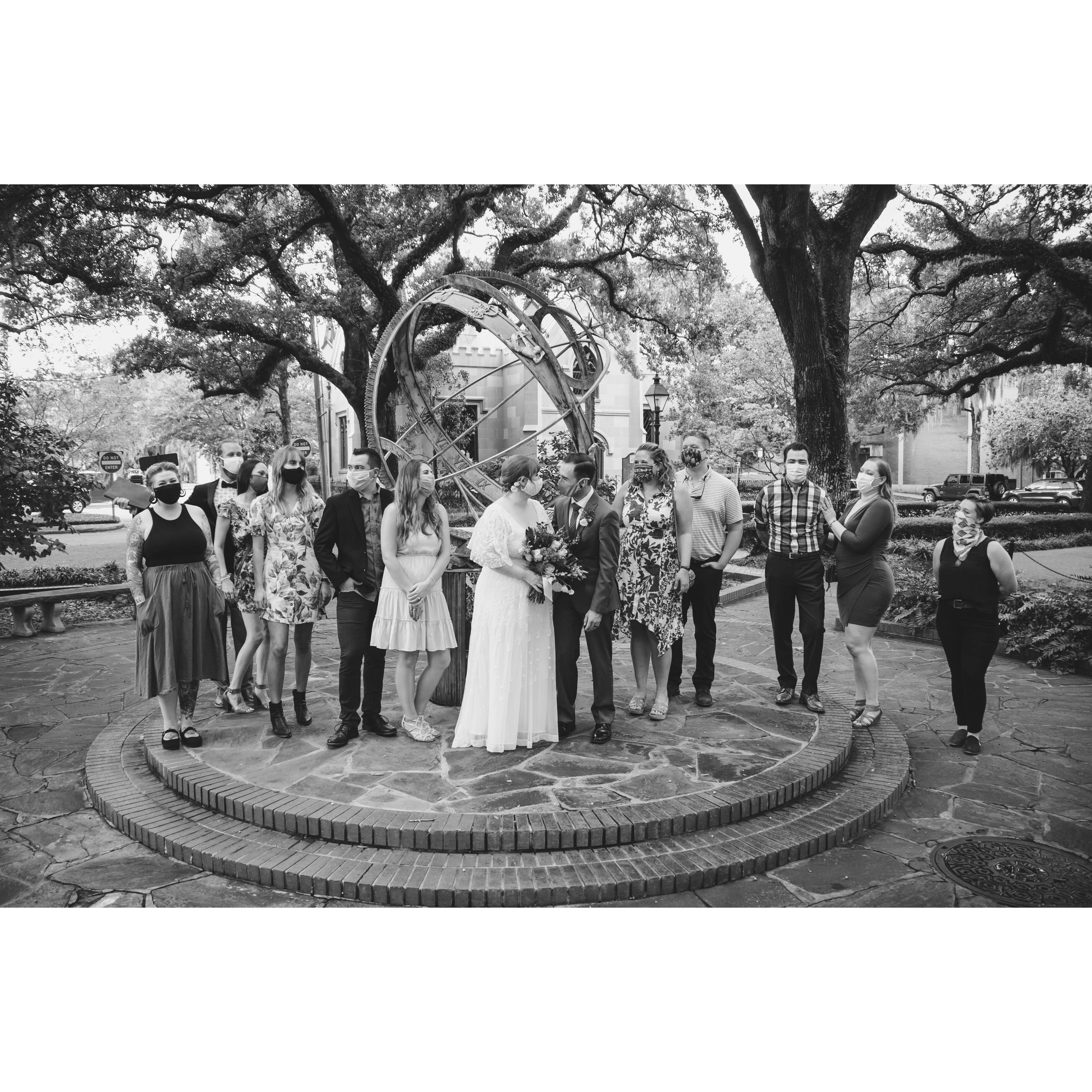 All of our lovely guests during our small Savannah ceremony.