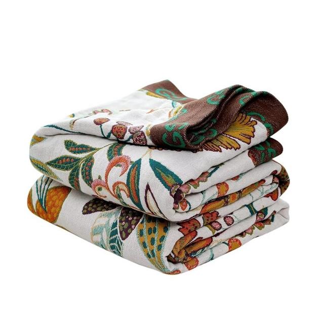 Boho Throw Blanket for Bed - 100% Cotton Ultra Soft Rustic Quilt Summer Blanket - Floral Printed Farmhouse Decor Bed Blankets,80"×90" All Season Rustic Throw for Sofa Couch Chair