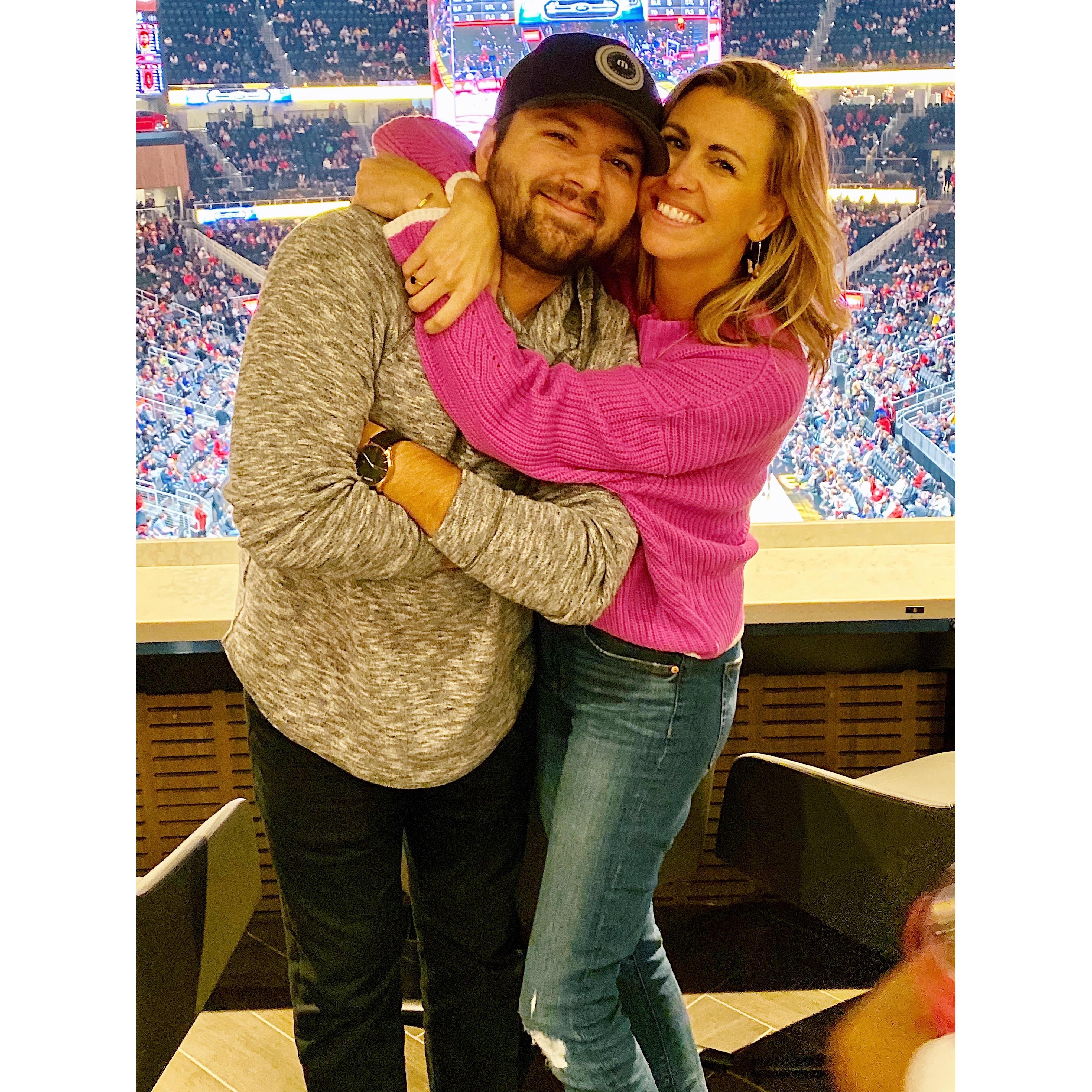 Hawks game with Brad's dad- right before we moved in together! November 2019