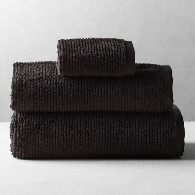 Brooks Ribbed Organic Cotton Black Bath Towel Bundle