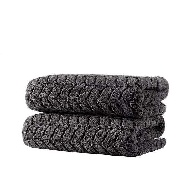 Bagno Milano 100% Turkish Cotton Jacquard Luxury Towel Set – Quick Dry Non-GMO Ultra-Soft, Plush and Absorbent Luxury Durable Turkish Towels Set (Charcoal, 2 pcs Bath Towel Set)