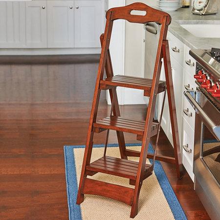 Lowell 3-Step Folding Stool in Walnut