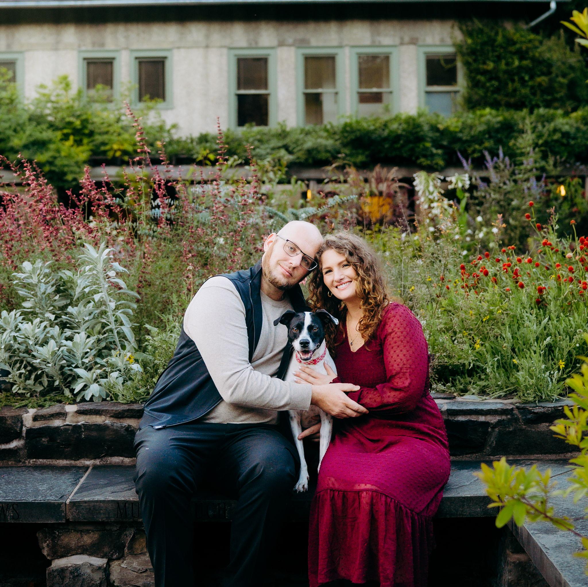 Engagement photos at Cornell Botanic Gardens