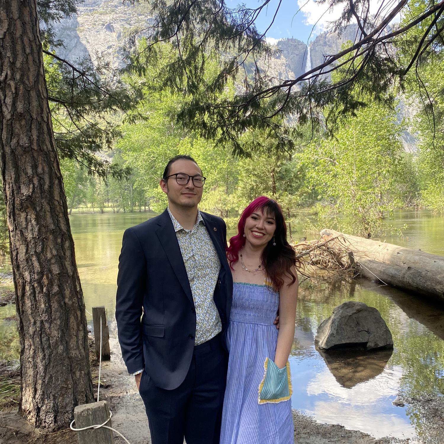 Dressed up for CJ and Heidi's wedding in Yosemite National Park 2023!