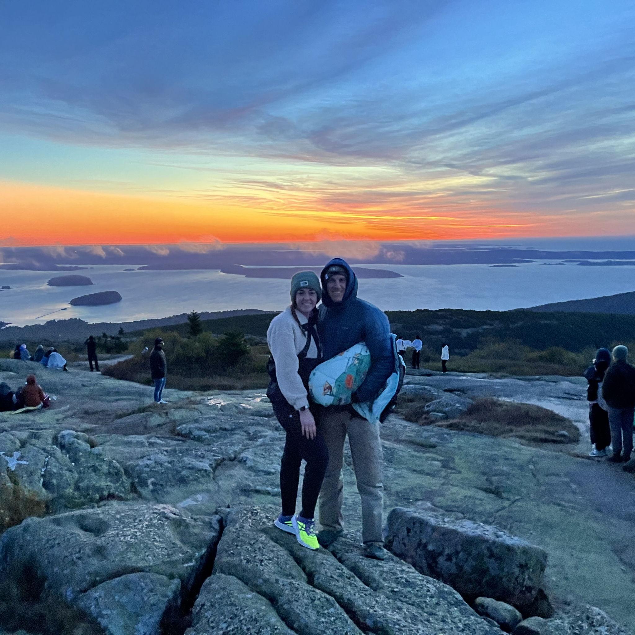 Seeing the very first sunrise in the country at Cadillac Mountain in Acadia National Park