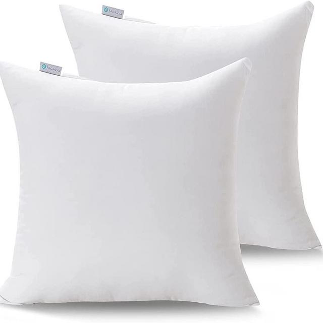 Acanva Decorative Throw Pillow Inserts for Sofa, Bed, Couch and Chair, Square Euro Sham Form Stuffer with Premium Polyester Microfiber, 26X26 Inch, White 2 Count