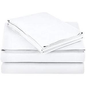 Mellanni Bed Sheet Set - Brushed Microfiber 1800 Bedding - Wrinkle, Fade, Stain Resistant - Hypoallergenic - 4 Piece (Queen, White)