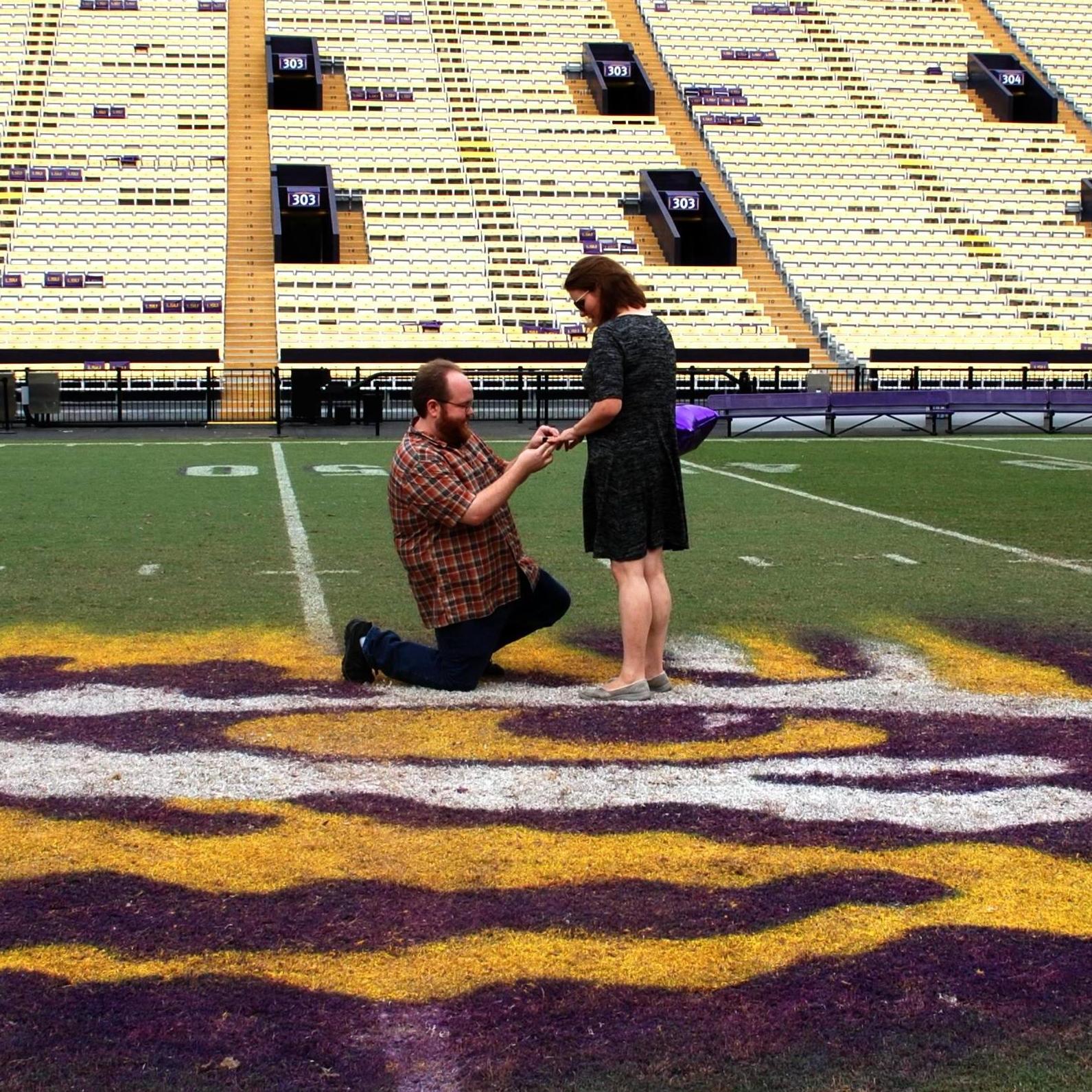Proposal on the 50-yard line!
