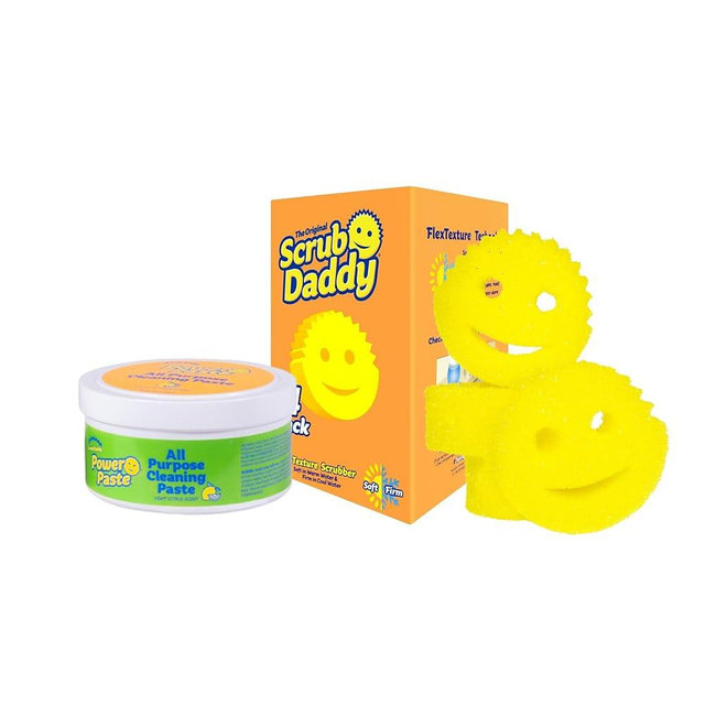 Scrub Daddy Sponges & PowerPaste XL Value Pack - 4 Scrub Daddy Multipurpose Dish Sponges & PowerPaste XL All-Purpose Cleaning Paste - Scratch-Free, Multi-Surface Household Cleaning Supplies Kit (5ct)