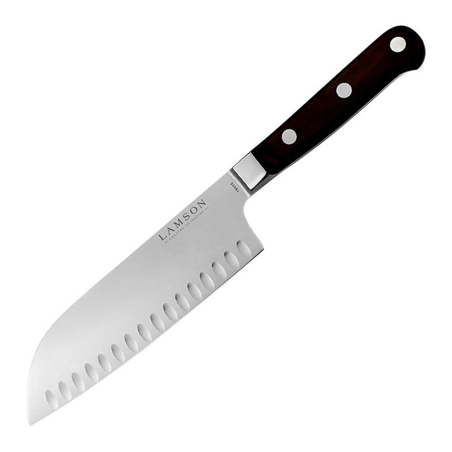 Lamson 7" Premier Forged SIERRA Handle Santoku Knife With Kullenschliff (Scalloped) Edge