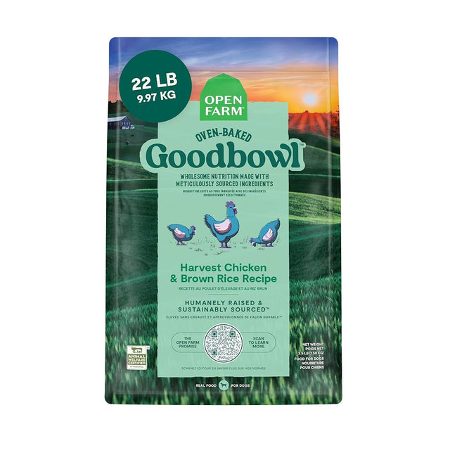 Open Farm Goodbowl, Oven-Baked Small Batch Dry Dog Food - Harvest Chicken & Brown Rice Recipe, Includes Non-GMO Produce & Grains, 22lb Bag (352oz Bag)