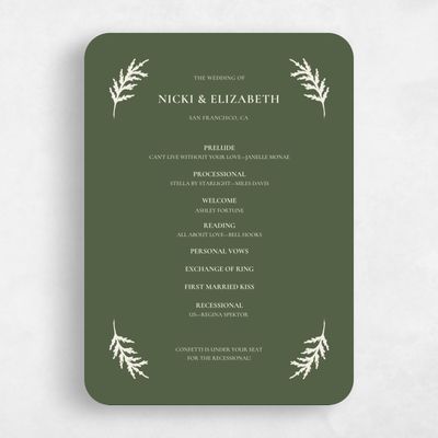 Green Rounded Wedding Program - Woodland