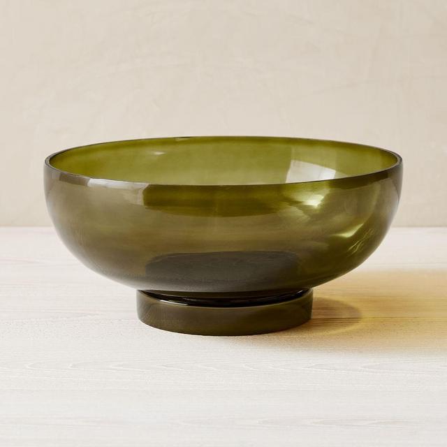 Foundations Glass Centerpiece Bowl, Olive, Glass, 14 Inch Round