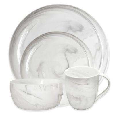 Artisanal Kitchen Supply® Coupe Marbleized Coupe 16-Piece Dinnerware Set in Grey
