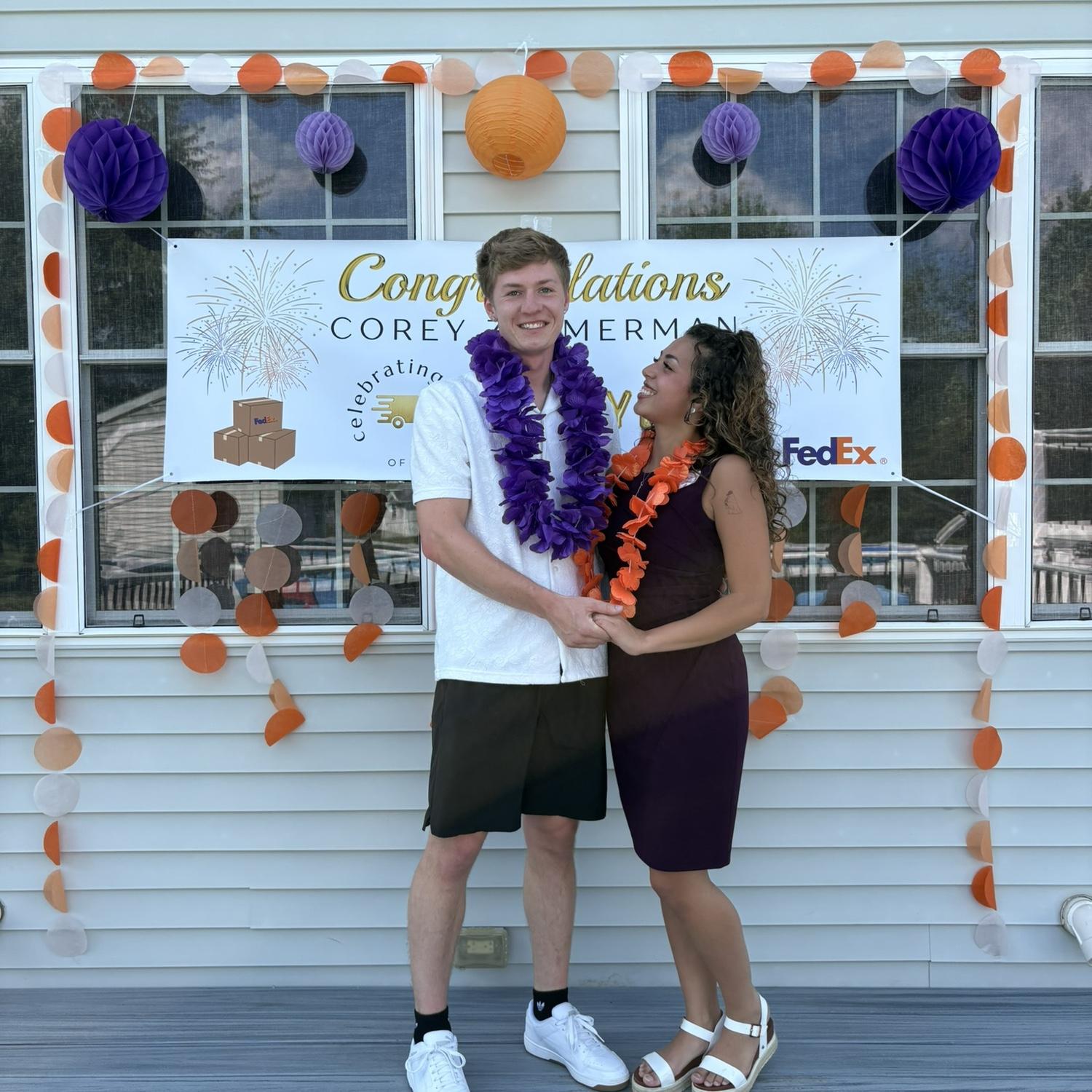 The day I decided I was going to propose... Celina surprised me with a Fedex Anniversary party...
- Corey
