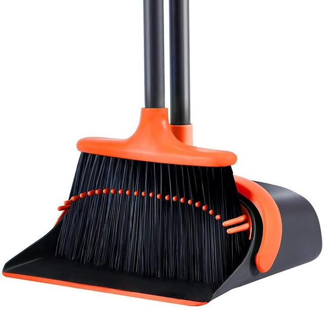 Broom and Dustpan, Broom and Dustpan Set for Home, Long Handle 52" Broom with Stand Up Dustpan Set for Home Kitchen Room Office Lobby Indoor Floor Cleaning/Dustpan and Broom Set