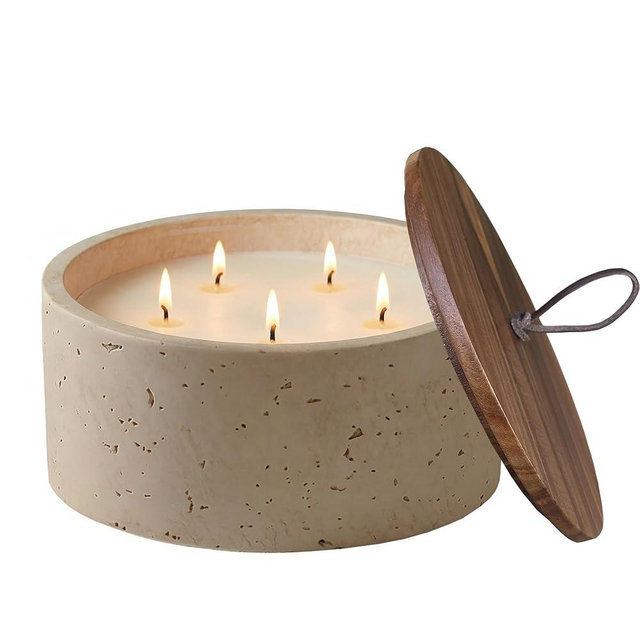 GalDal Scented Candle - Sea Salt & Bergamot & Coconut, 42 oz. 5 Wick Large Candle Made with Coconut Oil and Soy Blend Wax | Acacia Wood Lid