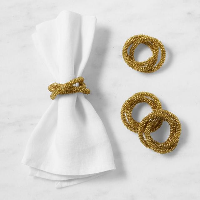 Beaded Napkin Rings, Set of 4, Gold