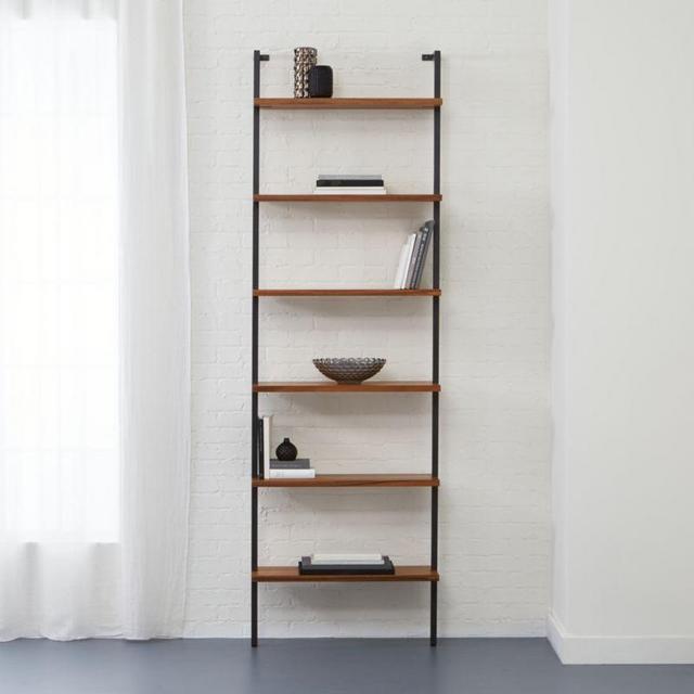 CB2 helix 96" acacia bookcase