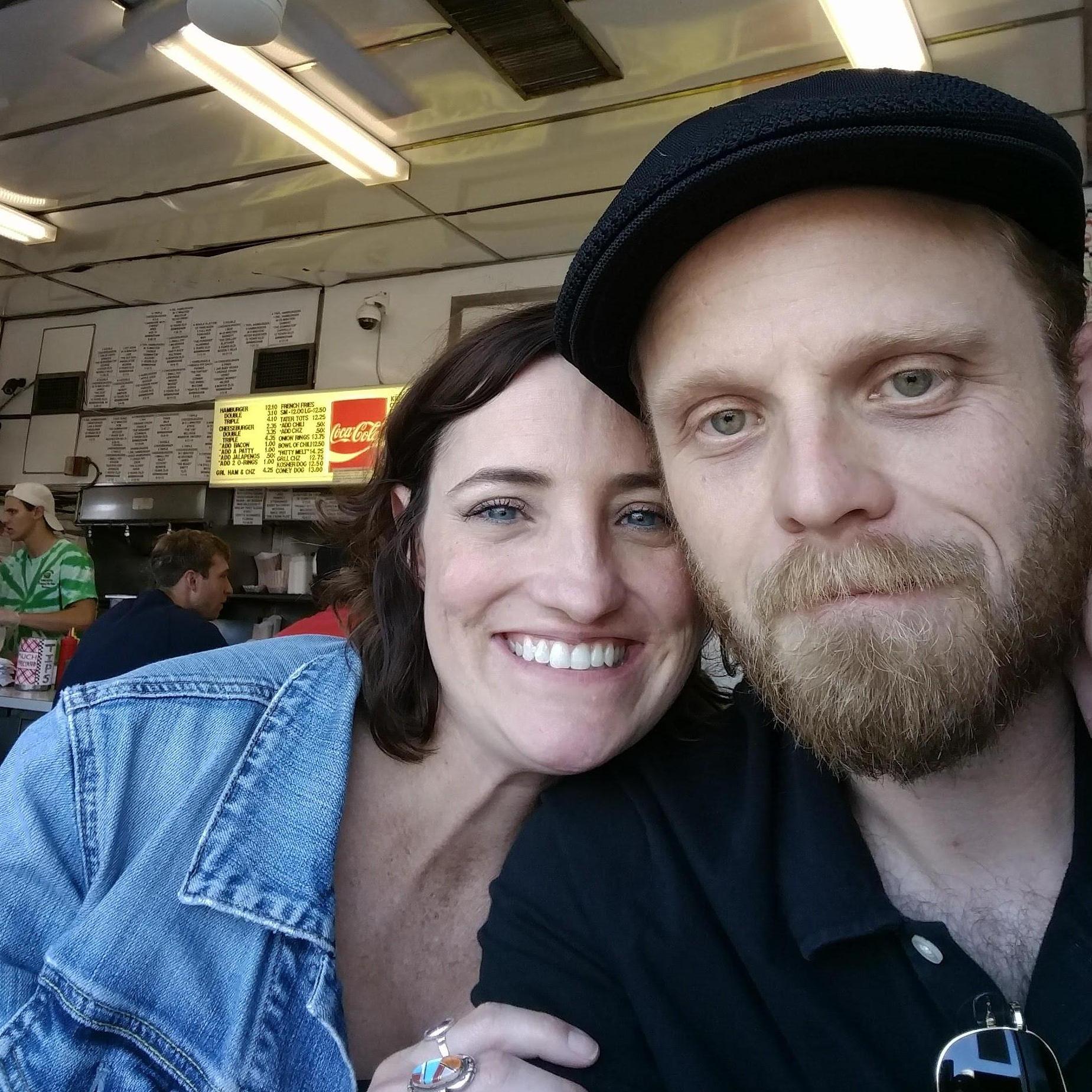 This photo was taken at a burger shack just moments after we bought Anna's engagement ring from a man named Neal in Birmingham, Michigan, just outside of Detroit.