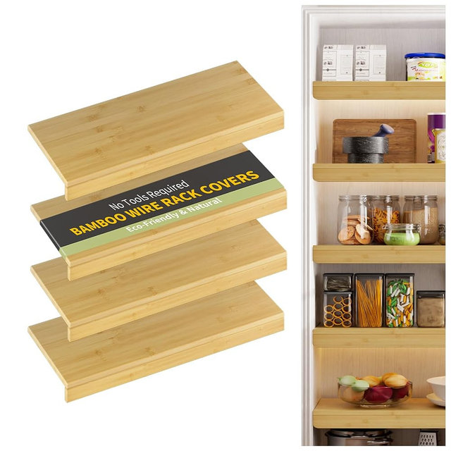 ClimbHope Wire Shelf Covers, Bamboo Wire Rack Covers for Pantry, Closet，Kitchen (4pcs, 30" W x 12" D, Natural)