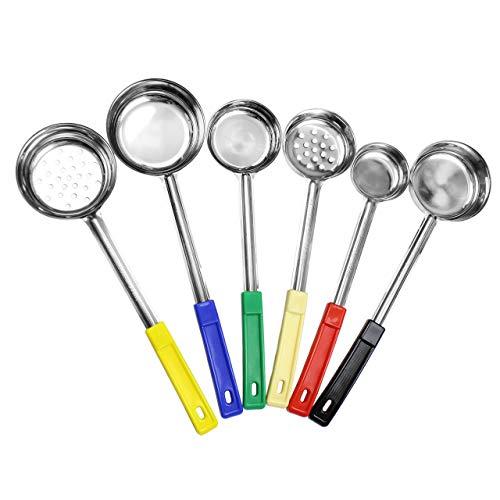 Portion Control Serving Spoons (6-Piece Ladle Set); w 1/4 Cup, 1/2 Cup, 3/4 Cup & 1 Cup (2, 4, 6, 8-Ounce) & Slotted 1/2 & 1 Cup Utensils/Spoodles