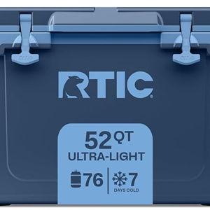 RTIC Ultra-Light 52 Quart Hard Cooler Insulated Portable Ice Chest Box for Beach, Drink, Beverage, Camping, Picnic, Fishing, Boat, Barbecue, 30% Lighter Than Rotomolded Coolers