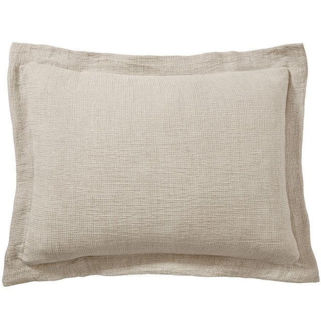 European Flax Linen Waffle Sham, Flax, Standard, Set of 3