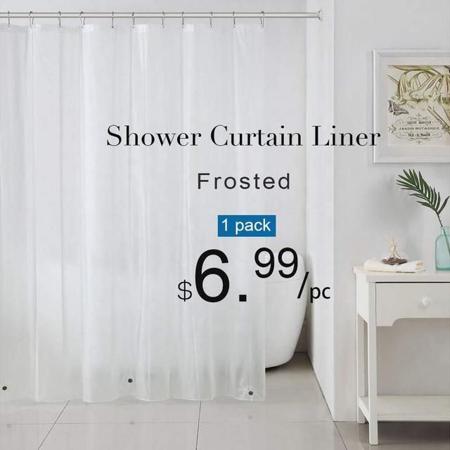 downluxe Frosted Shower Curtain Liner 72x72 - PEVA 3 Gauge Light Weight,Waterproof,Odorless with Rust-Resistant Grommets Holes