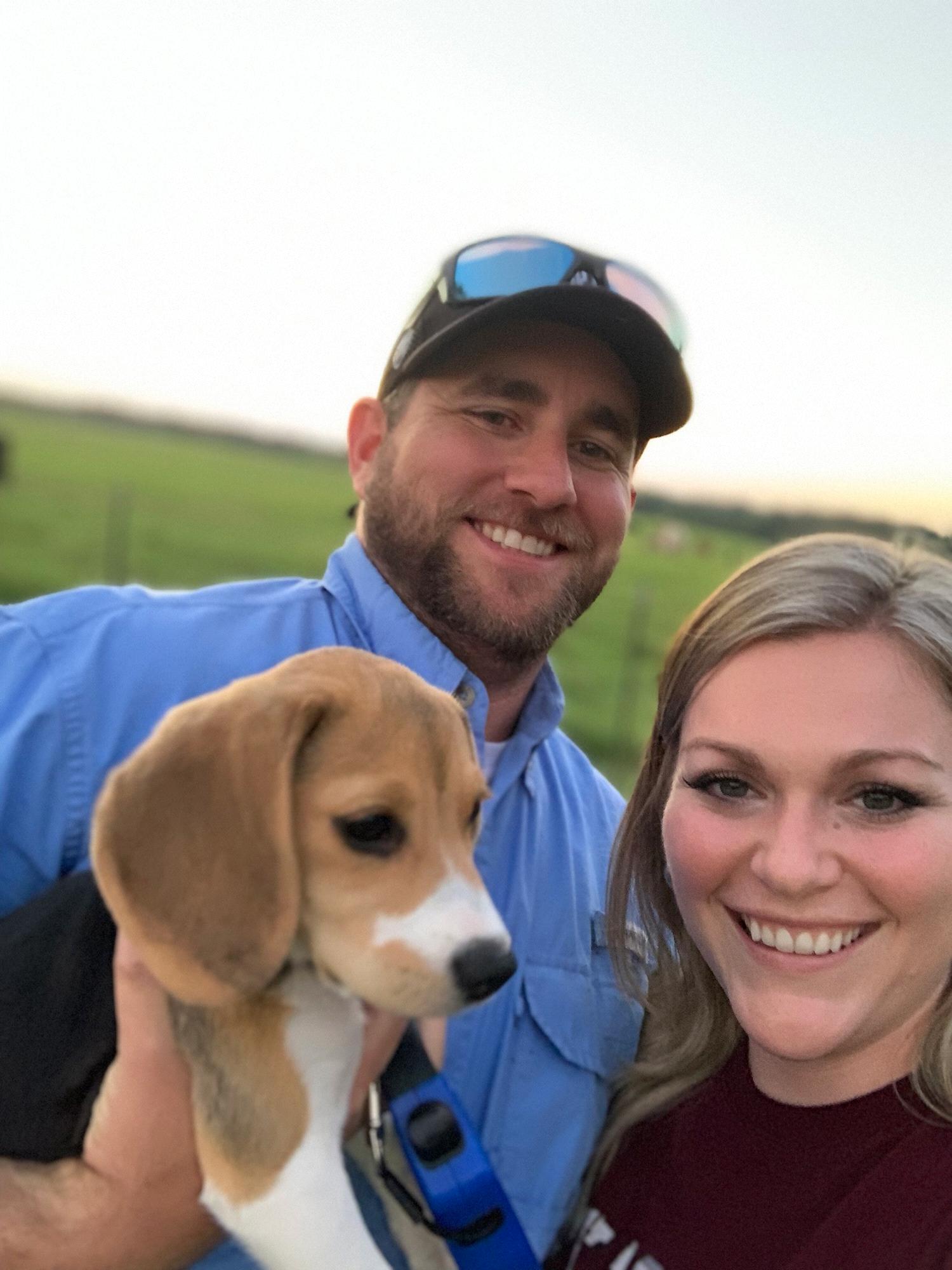 The happy family, including Bentley Bea the Beagle!