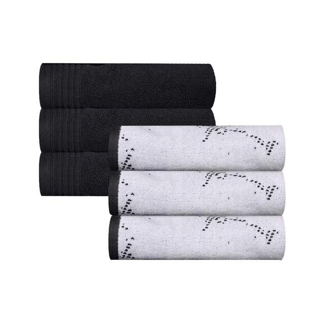 Cotton Marble and Solid Medium Weight Hand Towel Set , Black - Blue Nile Mills