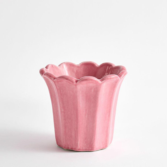 Fluted Tulip Cachepot, Small - Blush