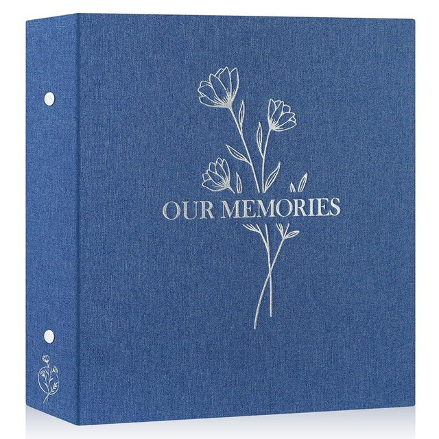 Lanpn Photo Album 4x6 600 Pockets, Large Capacity Linen OUR MEMORIES Hardcover Large Photo Book Photobook that Holds 600 Vertical and horizontal Pictures Blue