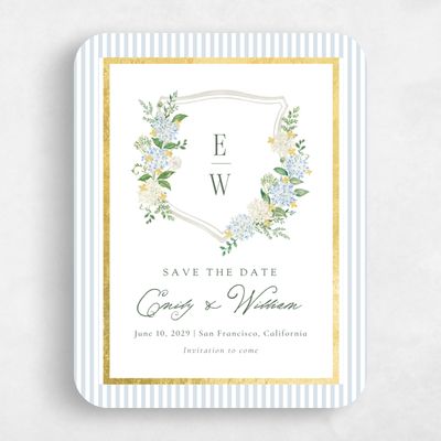 White Rounded Wedding Save the Date - Speranza Portrait Foil