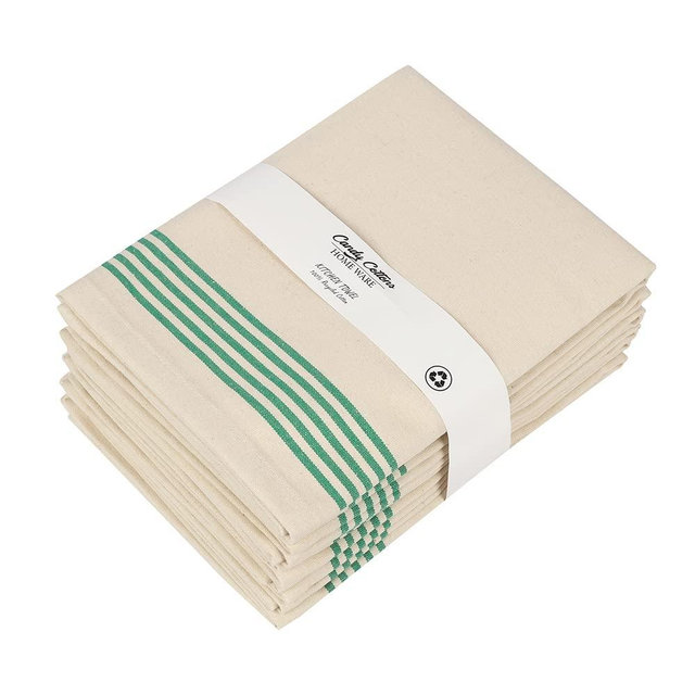Candy Cottons Kitchen Towels Set of 6, Cotton Dish Towel, Soft Dishcloth Sets for Washing & Drying Dishes, Absorbent Tea Towels, Hand 18x28, Climate Friendly Cloth Made from Recycled Cotton, Green