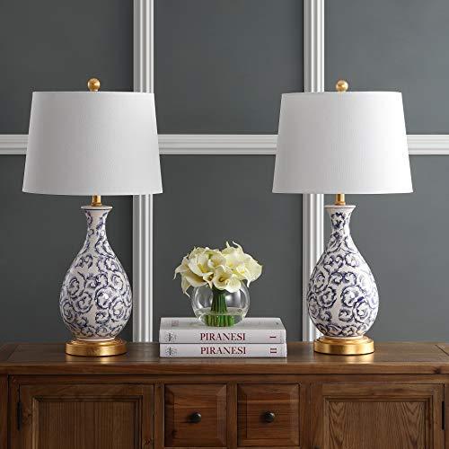Safavieh TBL4148A-SET2 Lighting Avi Blue and White 27.5-inch (Set of 2) -LED Bulbs Included Table Lamp