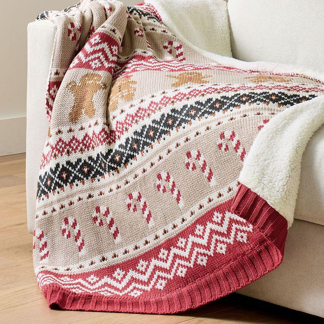 Spice Fair Isle Knit Jacquard Throw, Ivory Multi, 50" x 60"