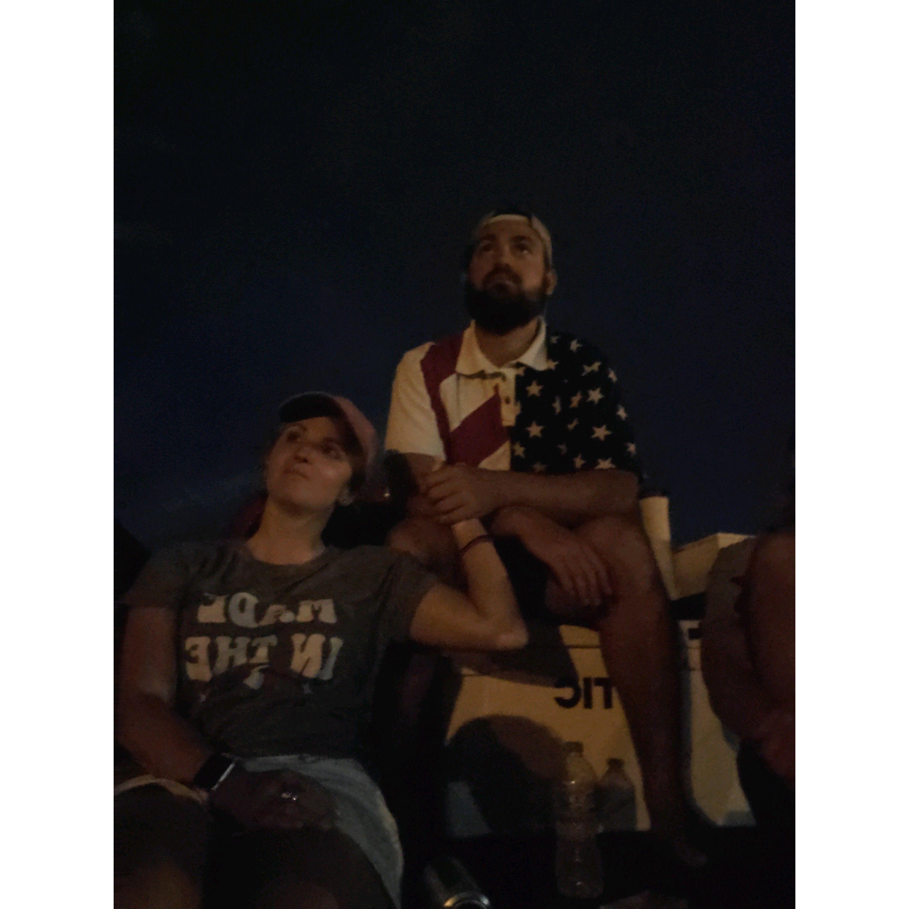 The first of many Fourth of July firework viewing dates. Taken by sister and bridesmaid, Kaylee Murphey.