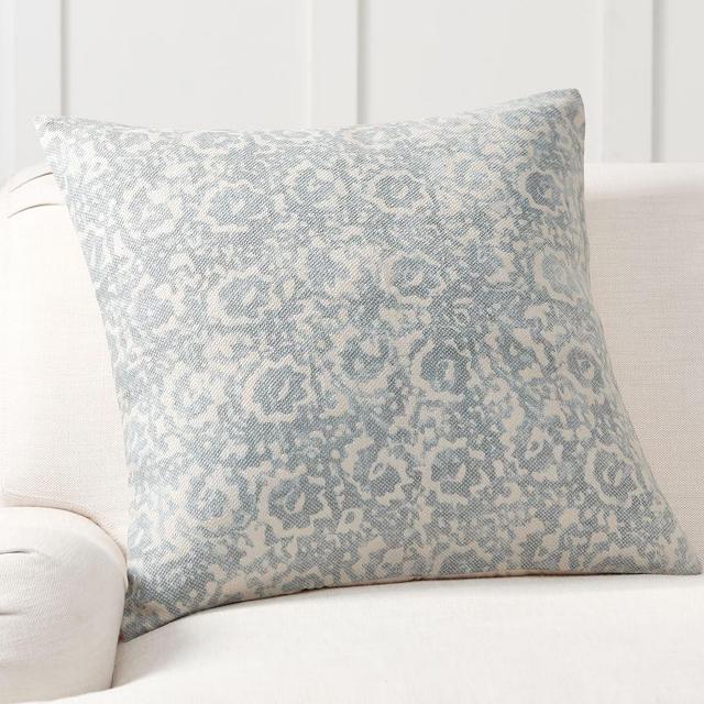 Anna Printed Pillow Cover, 24 x 24", Mineral Blue