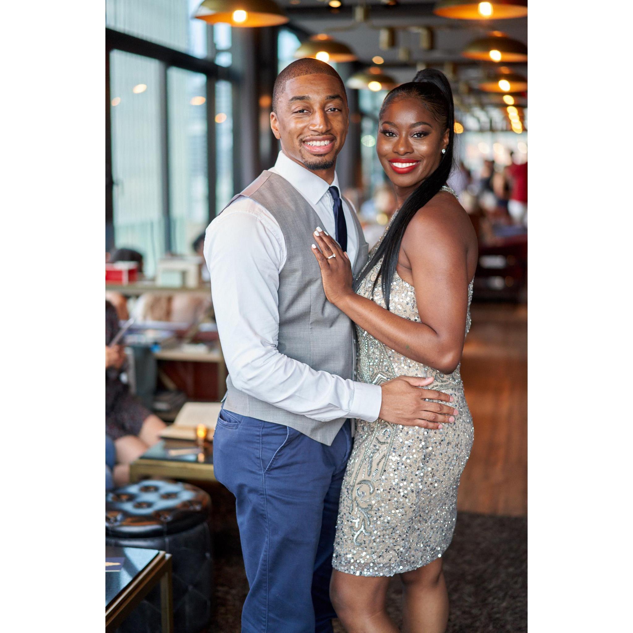 Our engagement party in June 2019 at Skylark rooftop lounge in NYC!