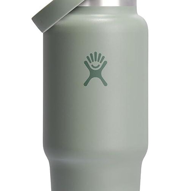 Hydro Flask Travel Water Bottle - Insulated Stainless Steel - Wide Straw Lid, Non Spill, Leakproof in 32 Oz Agave Green
