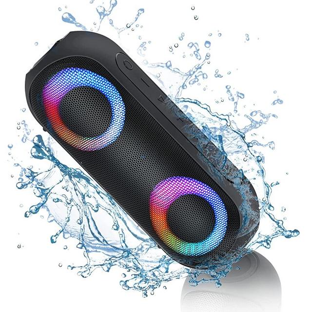 Bluetooth Speakers, Portable Speakers Bluetooth Wireless(100FT Range) with 30W Loud Stereo Sound, IPX7 Waterproof Shower Speakers, RGB Multi-Colors Rhythm Lights, 1000mins Playtime for Indoor&Outdoor