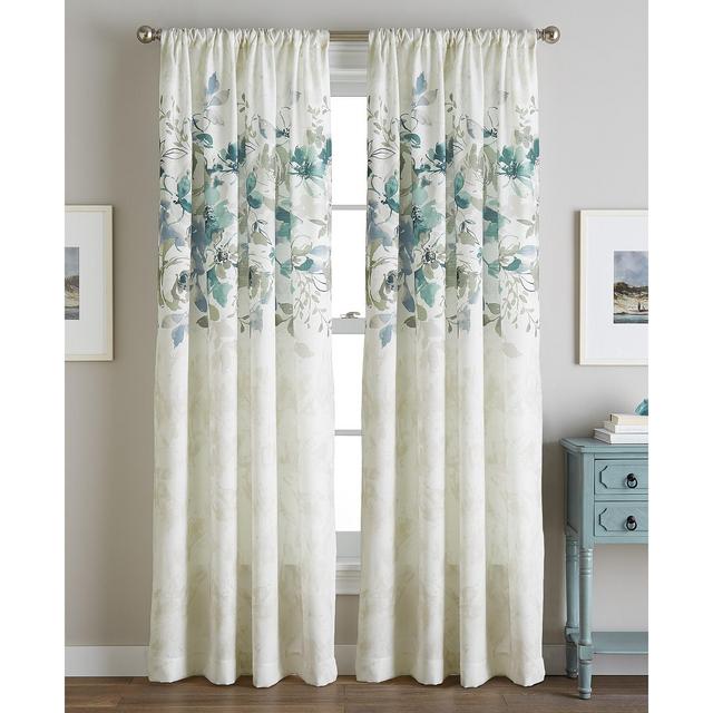 Reversible Watercolor Floral-Print 50" x 84" Rod Pocket Curtain Panel