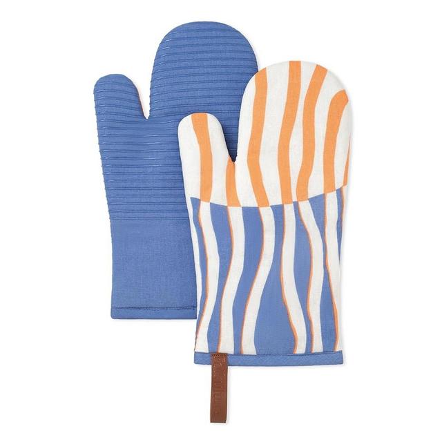 Folkulture Oven Mitts Heat Resistant 12" x 5.5" or Silicone Oven Mitts, 100% Cotton Oven Mits/Glove Set or Oven Mitts Cute, Kitchen Oven Mitt Set, Cute Kitchen Mittens (SeaSway)