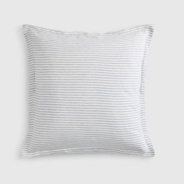 European Linen Euro Sham - Mist/White Stripe
