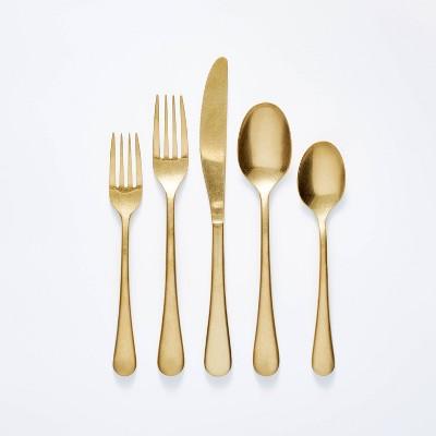 5pc Stainless Steel Flatware Set Gold - Threshold™ designed with Studio McGee