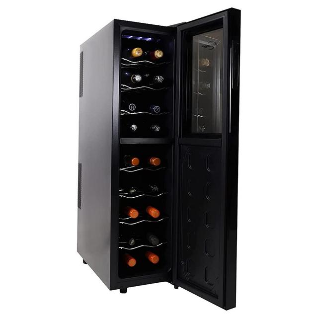 Koolatron Urban Series 18 Bottle Slim Dual Zone Wine Cooler, Thermoelectric Wine Fridge, Freestanding Wine Cellar for Home Bar, Kitchen, Apartment, Condo, Cottage
