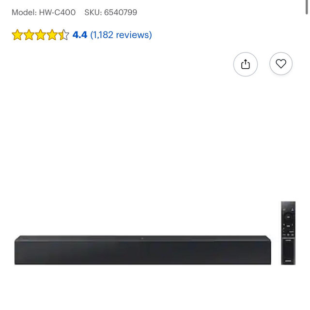 Samsung - HW-C400/ZA 2.0 Channel C-Series Soundbar with Built-in Woofer - Black
